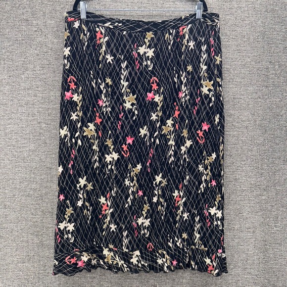Sigrid‎ Olsen Womens Maxi Skirt Size 20w Y2K Bohemian Fairy Black Floral Rayon - Picture 1 of 14